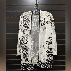 ZOZO L Abstract Print Open Cardigan – Black/Cream